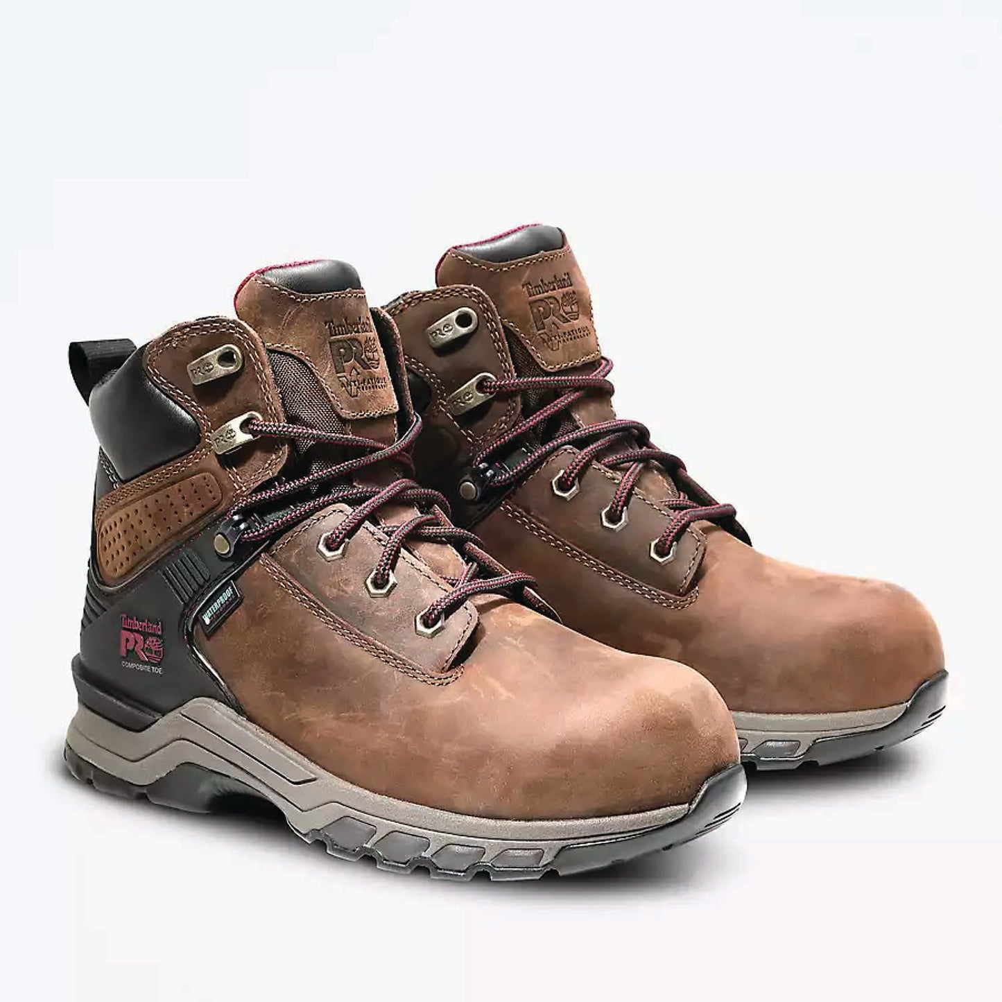 TIMBERLAND HYPERCHARGE 6" COMPOSITE TOE WATERPROOF WORK BOOT - WOMEN'S - BROWN/PURPLE - TB0A4115214 - PAIR