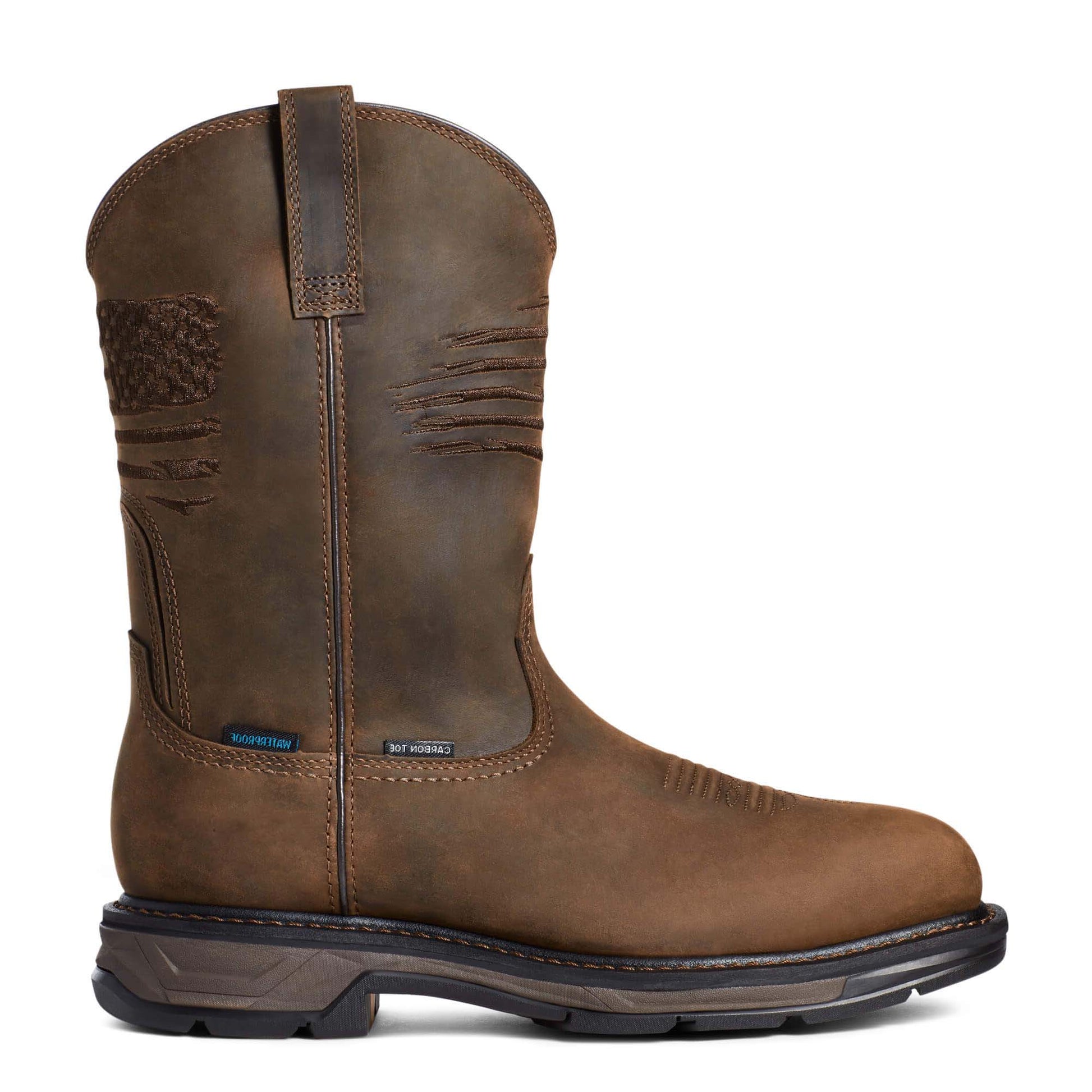 ARIAT WORKHOG XT PATRIOT WATERPROOF CARBON TOE WORK BOOT - MEN'S SIDE