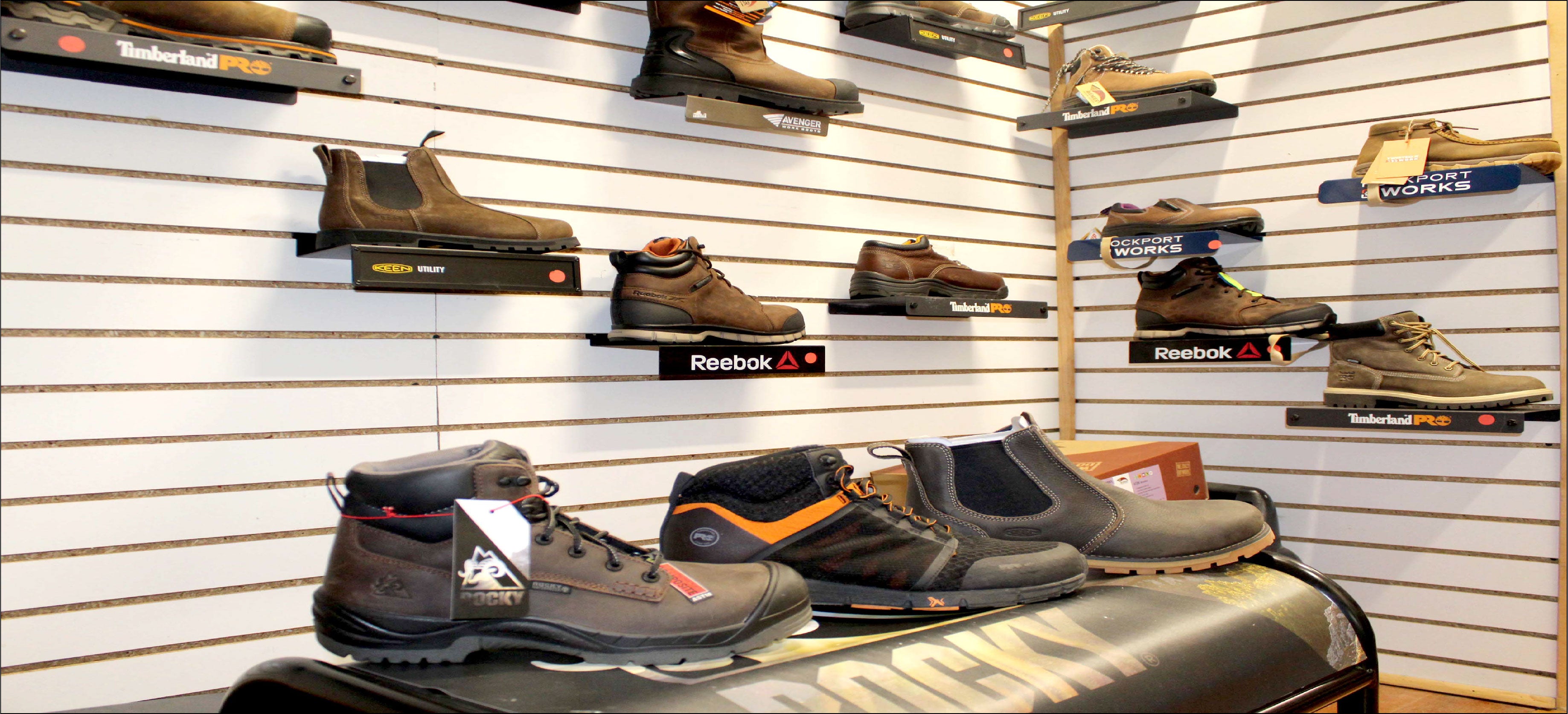 Image of the interior of the Posey County Workwear Boot Truck product