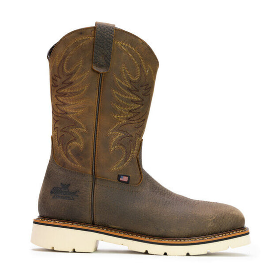 THOROGOOD AMERICAN HERITAGE SQUARE TOE WELLINGTON – CRAZYHORSE UPPER/PEBBLE BOTTOM – 11″ SAFETY TOE BOOT - MEN'S_SIDE